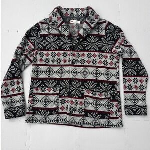 Levis 2XL‎ Mens Shawl Collar Fleece Cardigan Snowflake Patterned Sweater Jacket